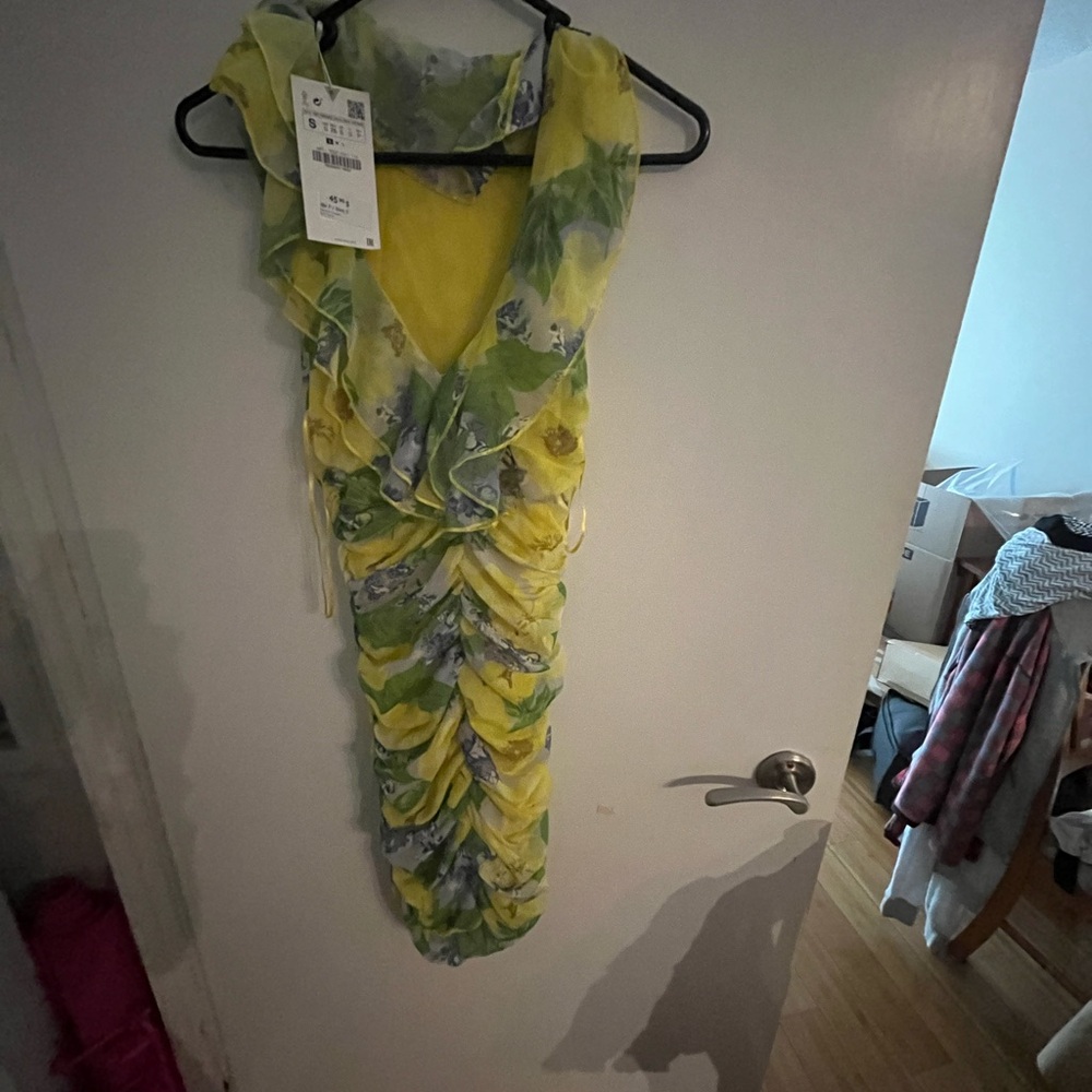 Floral Yellow and Green Dress